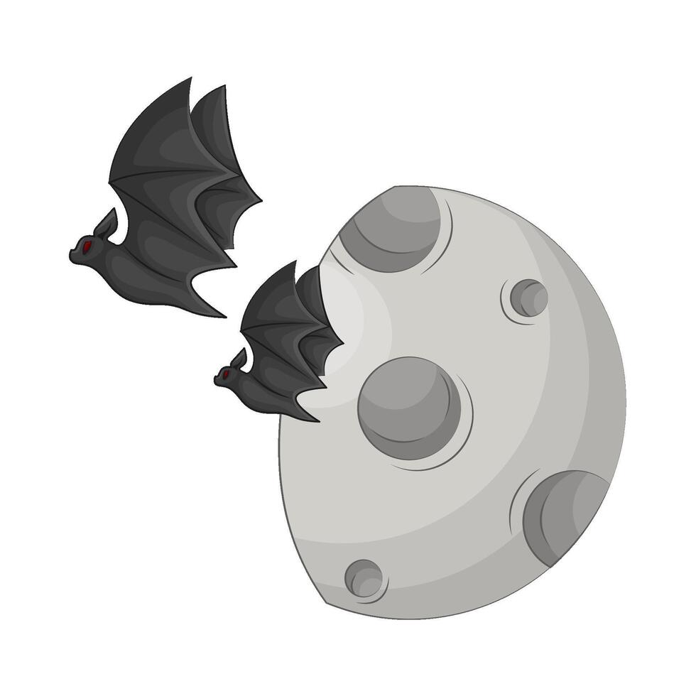 Illustration of moon with bat vector