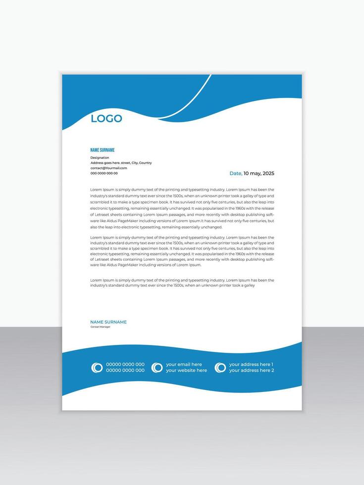 Letterhead modern corporate template design vector