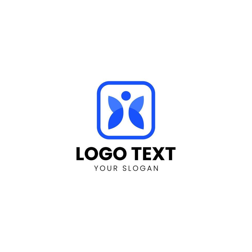 a logo for a company with a blue butterfly vector