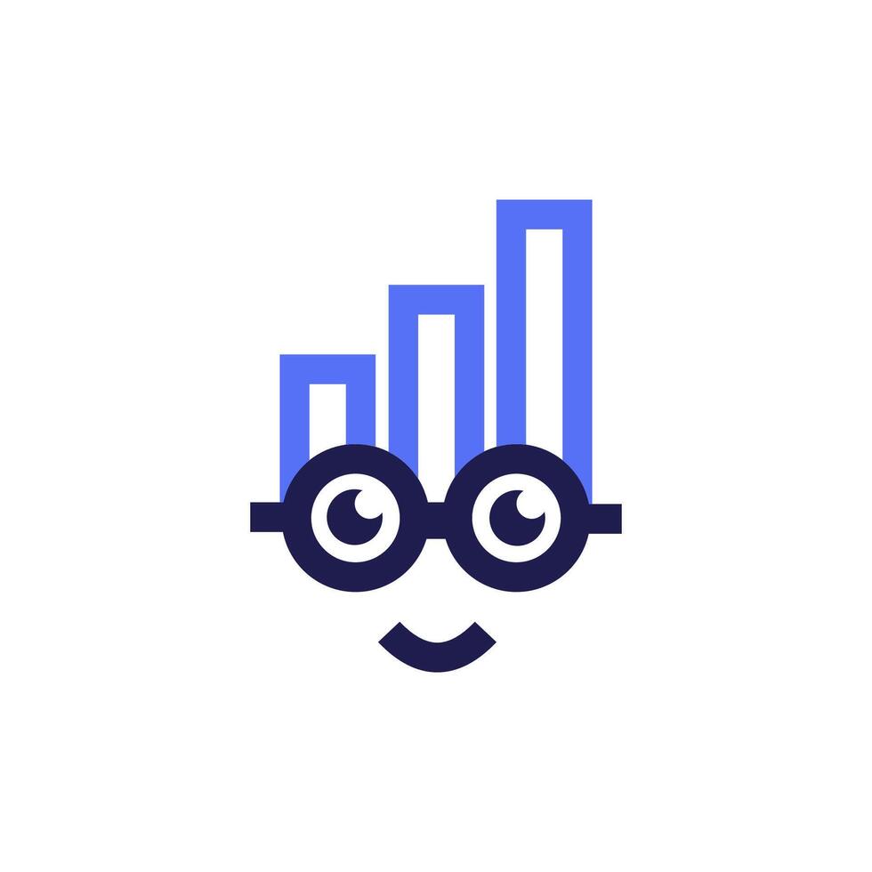 a cartoon character with glasses and a bar chart vector