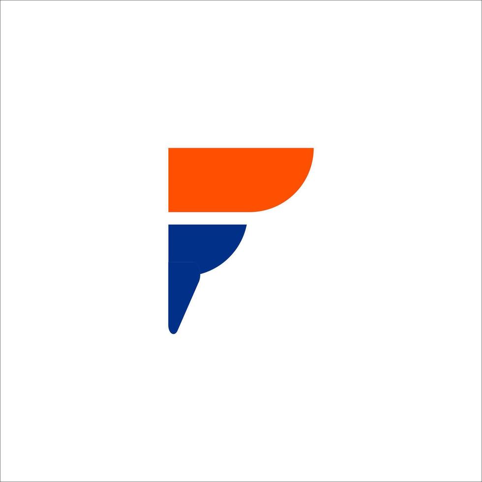 the letter f is shown in an orange and blue color vector
