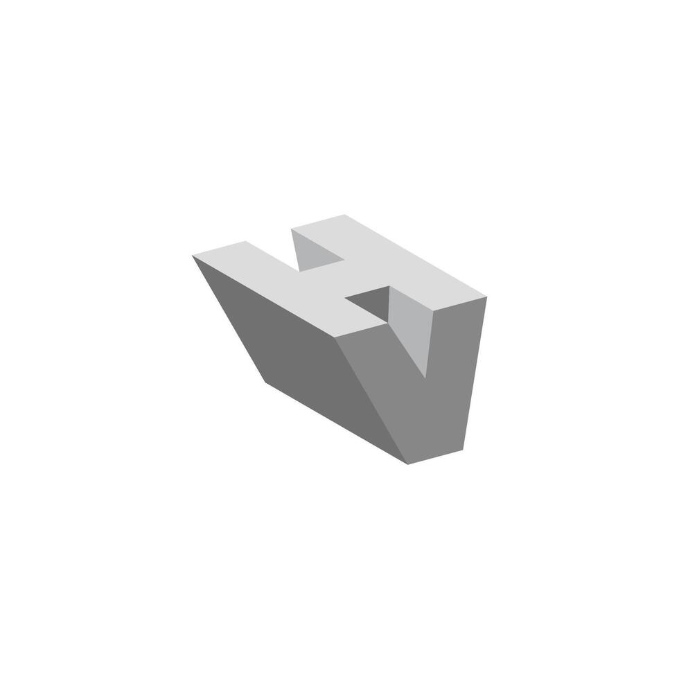 letter hv 3d gradient shadow simple vector