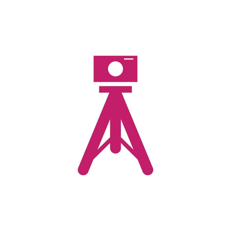 a pink camera on a tripod icon vector