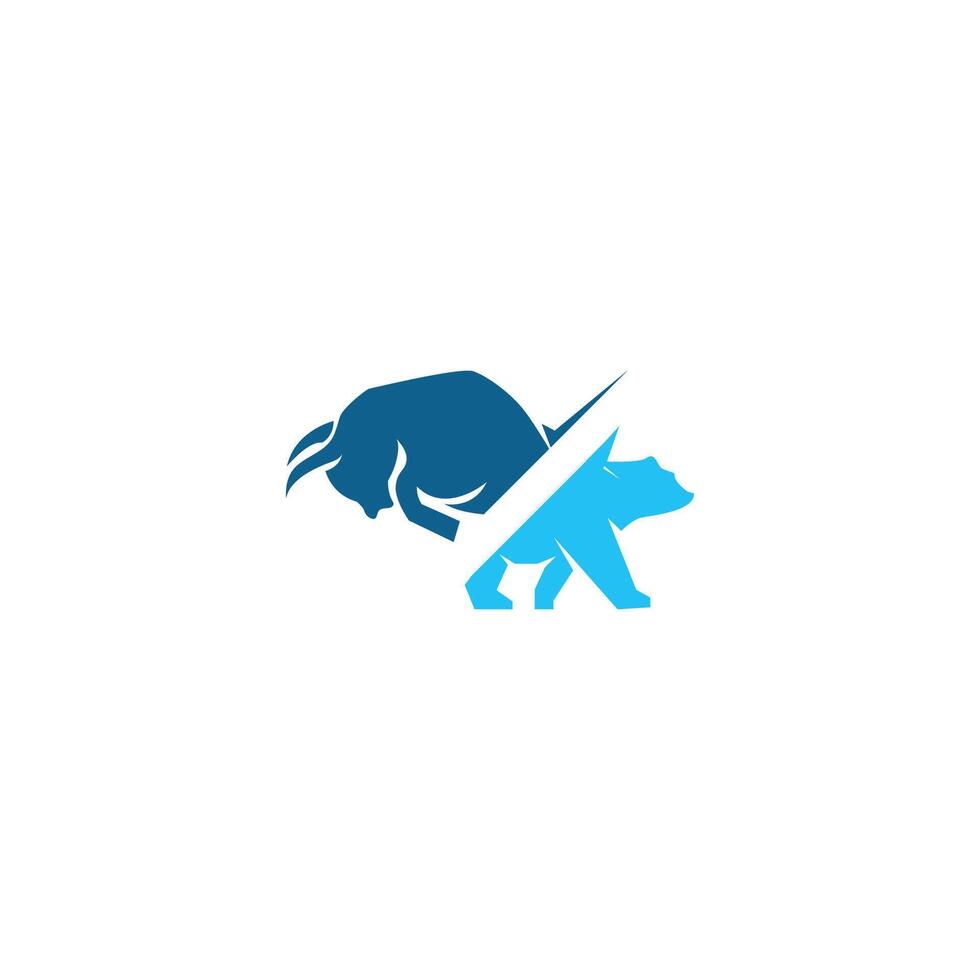 a bear and a bull are both on a white background vector