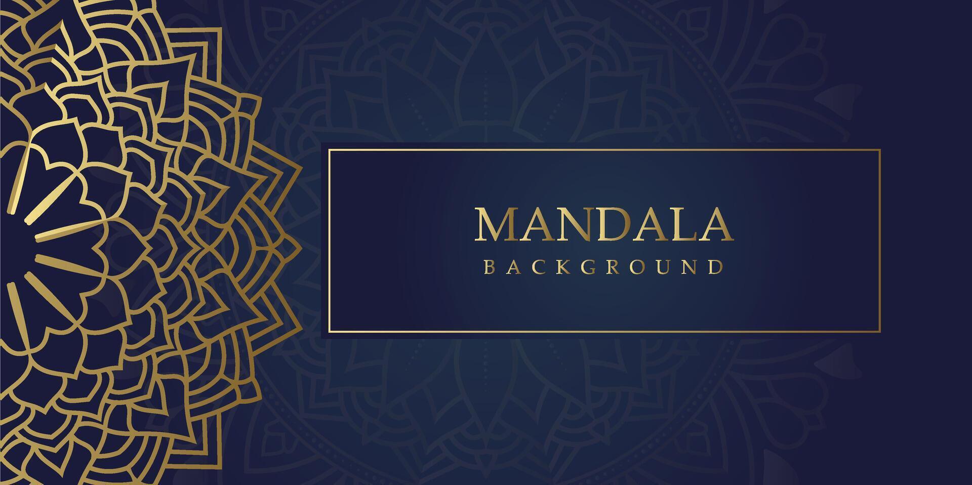 Golden Elegance Mandala Art on Navy Blue vector