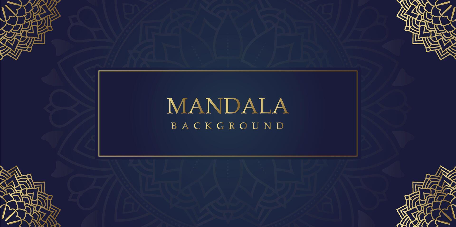 Golden Elegance Mandala Art on Navy Blue vector