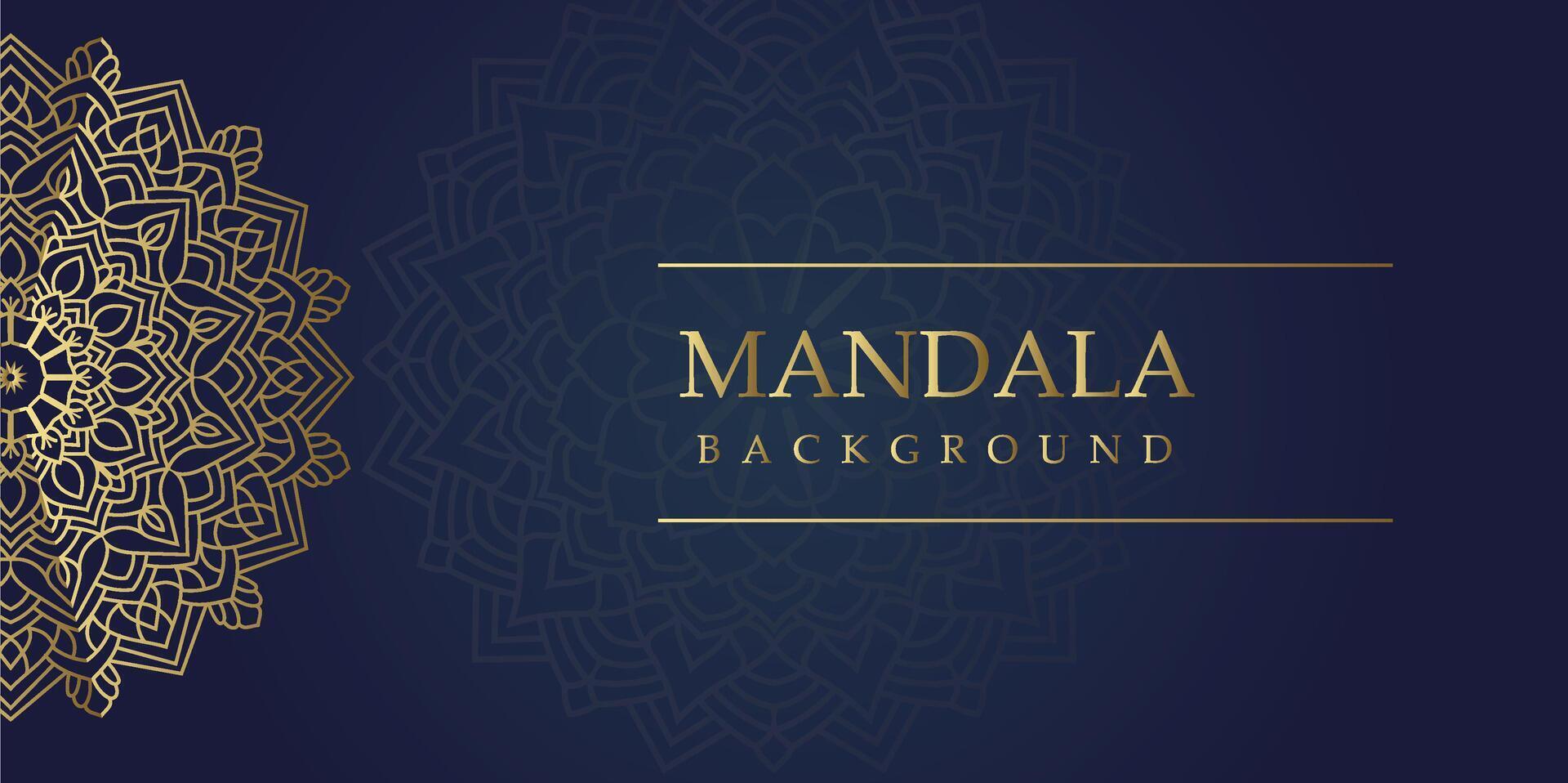Golden Elegance Mandala Art on Navy Blue vector