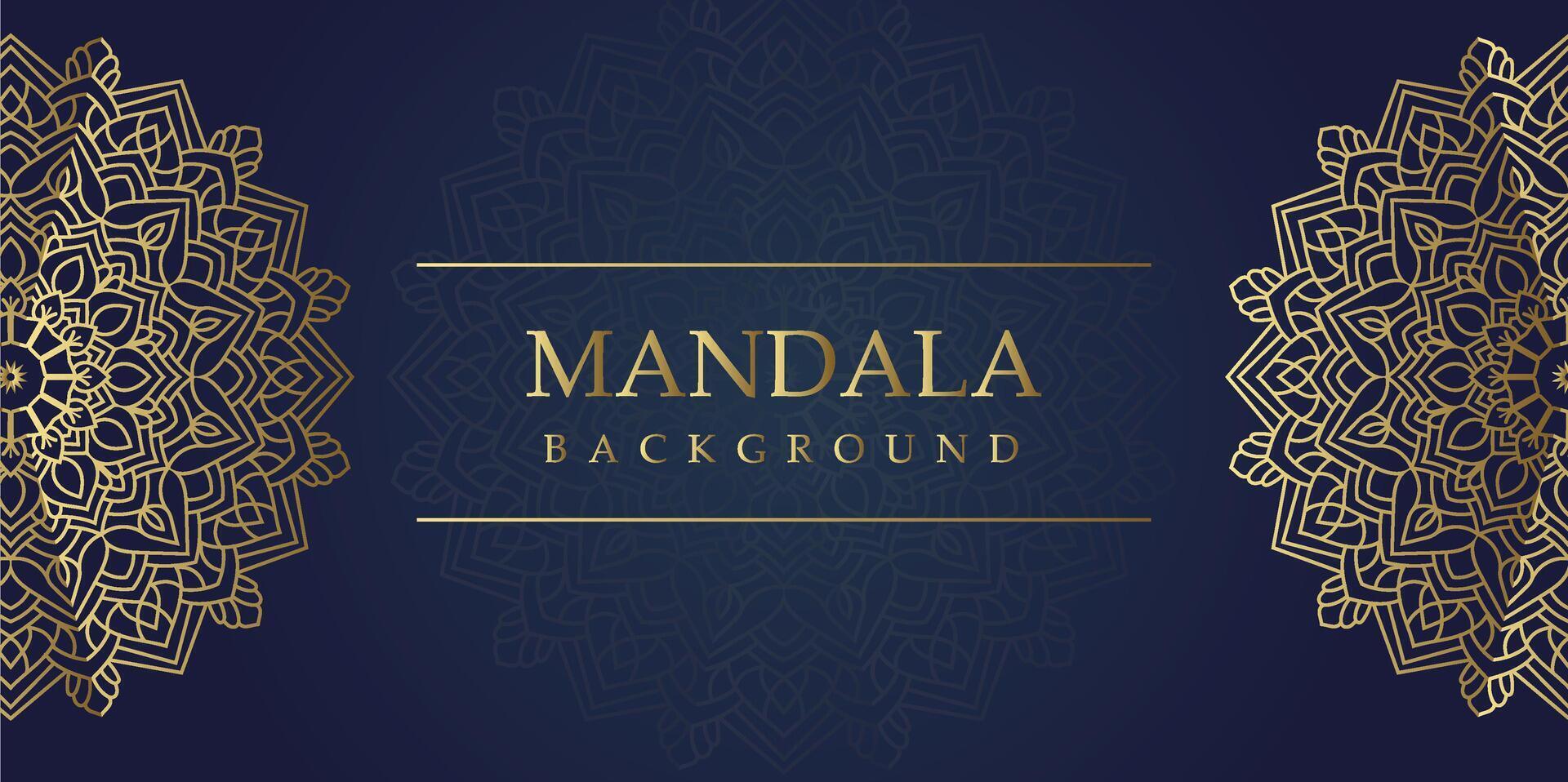 Golden Elegance Mandala Art on Navy Blue vector
