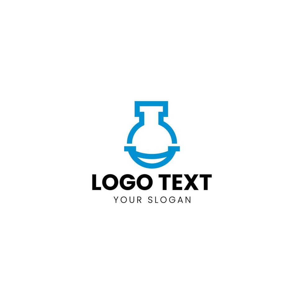a laboratory flask logo design vector