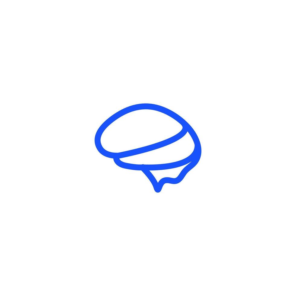 a blue line drawing of a brain vector