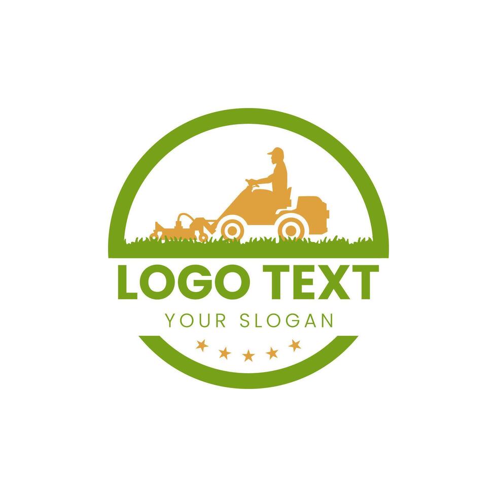 lawn mower logo design vector