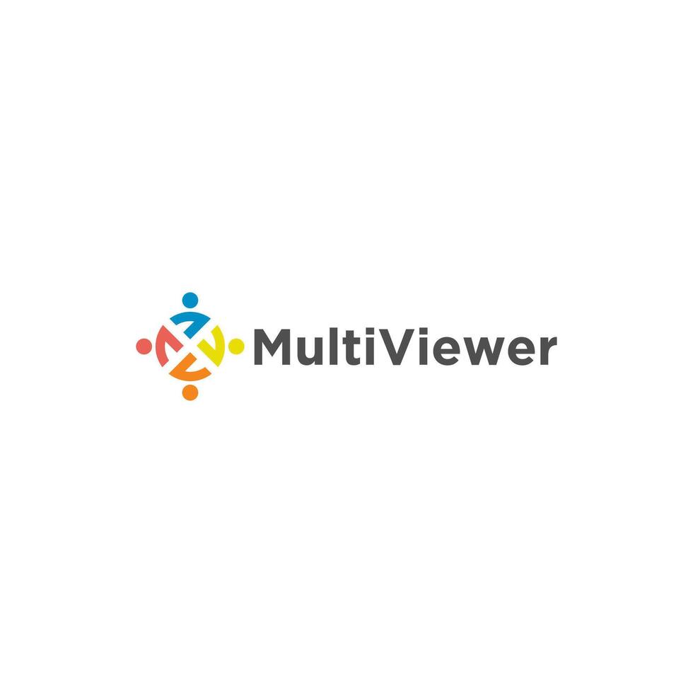 the multiviewer logo is shown on a white background vector