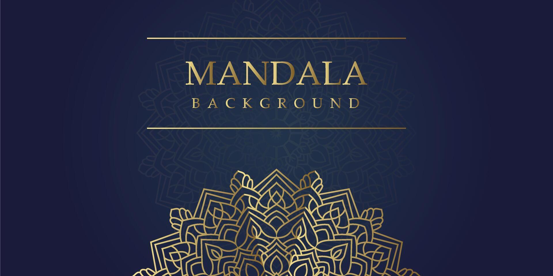Golden Elegance Mandala Art on Navy Blue vector