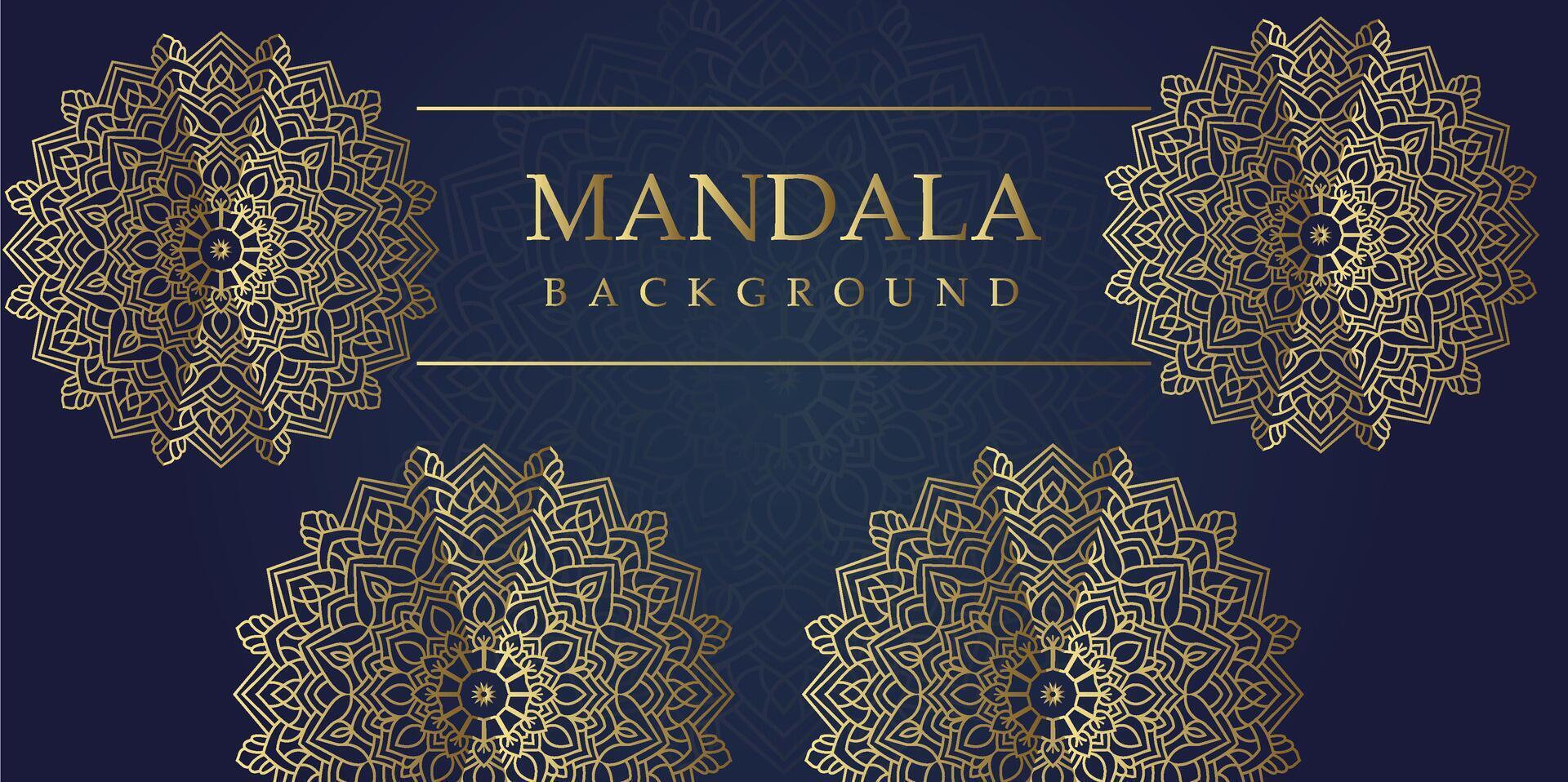 Golden Elegance Mandala Art on Navy Blue vector