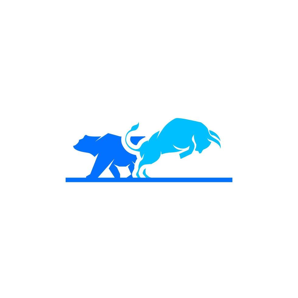 bull and bear logo design vector