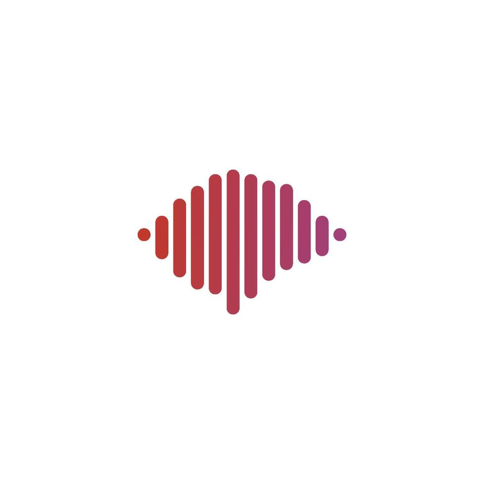 a sound wave logo with red and purple lines vector