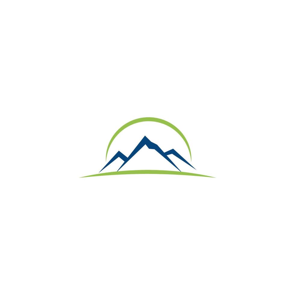 a mountain logo with a green circle vector