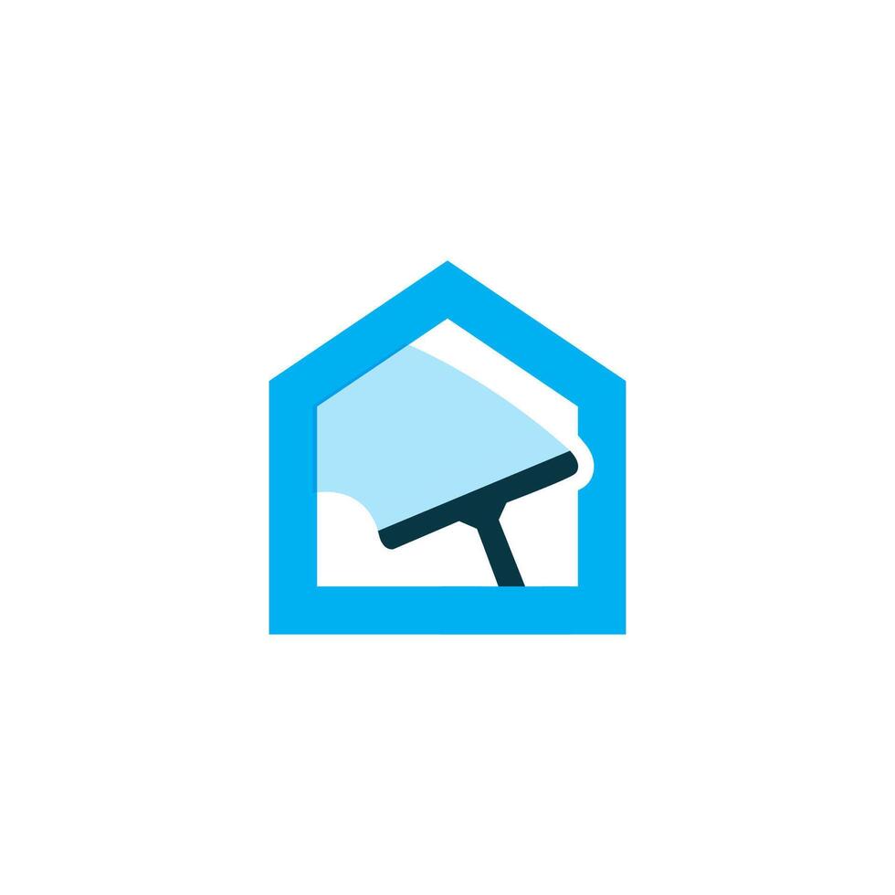 a blue house with a window and a broom vector