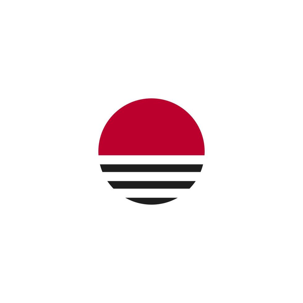 the flag of japan is shown in a red and black circle vector