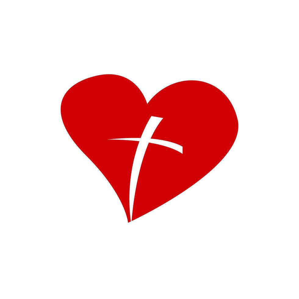 a red heart with a cross on it vector