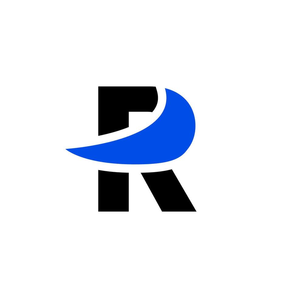 a blue and black letter r logo vector