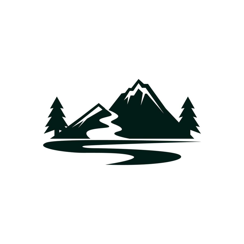 mountain landscape with river and trees vector