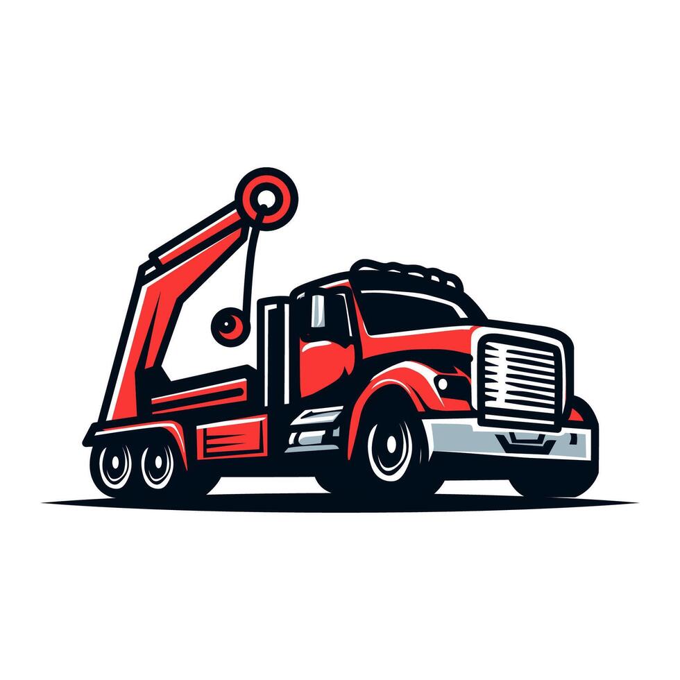 tow truck with crane on white background vector