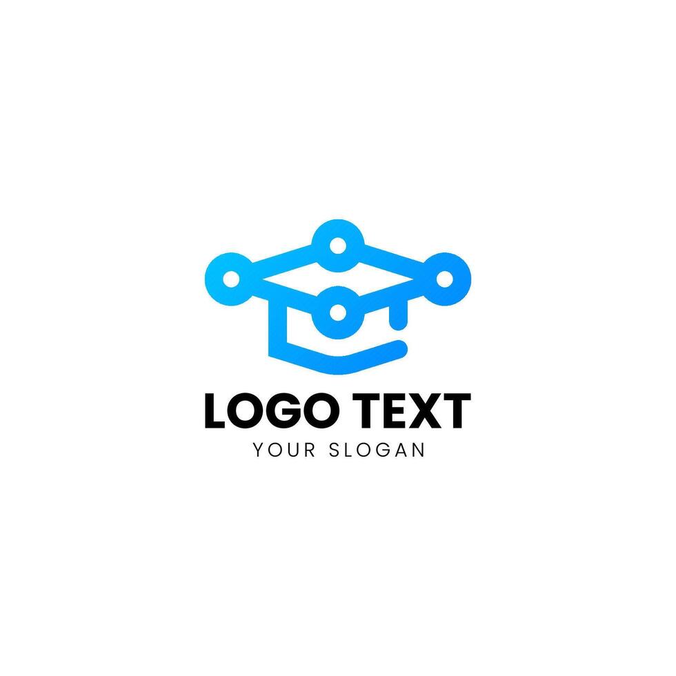graduation tech logo design vector