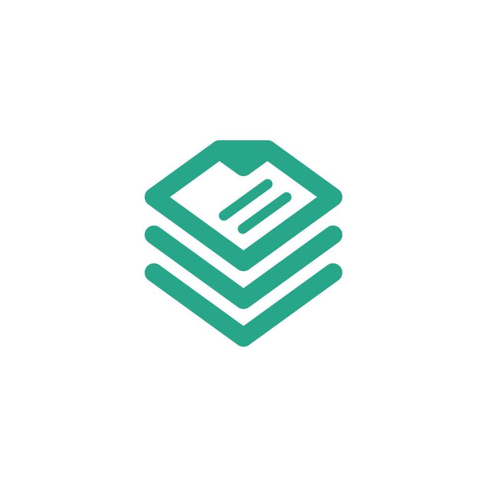 a green and white logo for a document vector