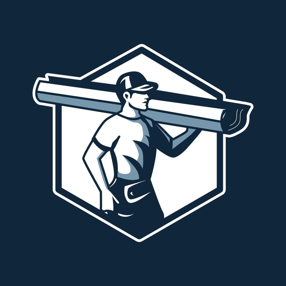 a man carrying a large piece of wood in his hand vector