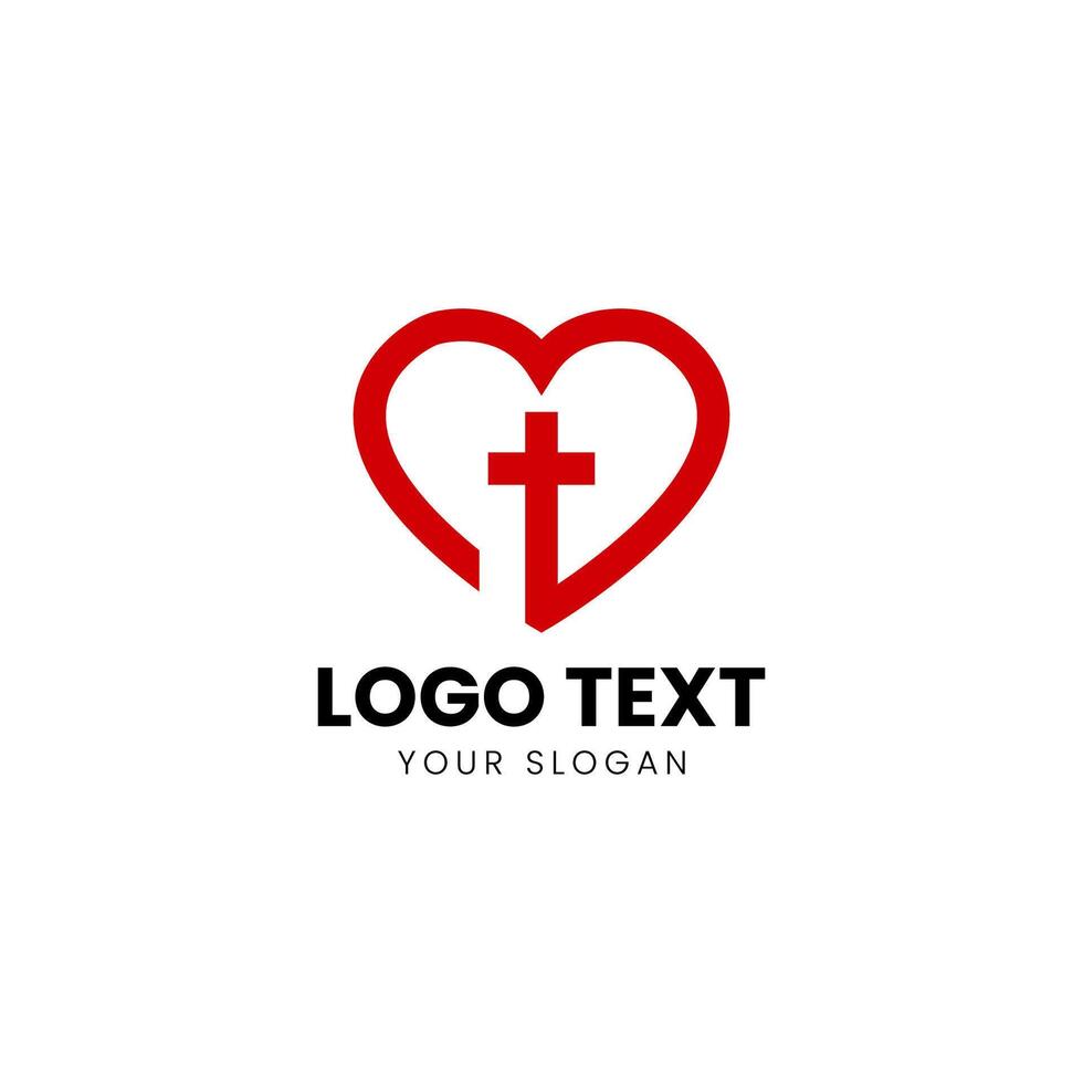 heart cross logo template vector
