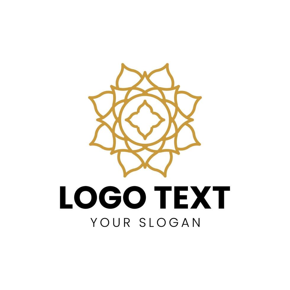 golden lotus flower logo design vector