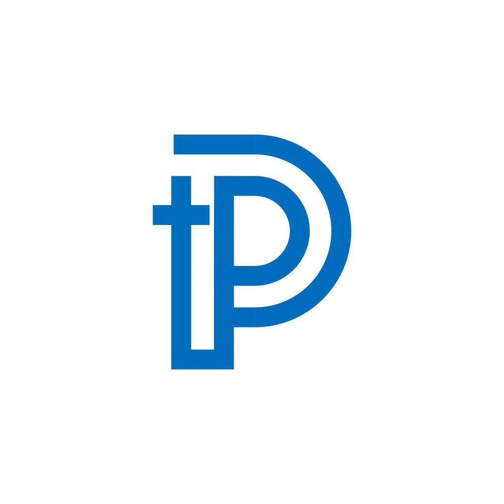 the letter p logo with a blue cross vector
