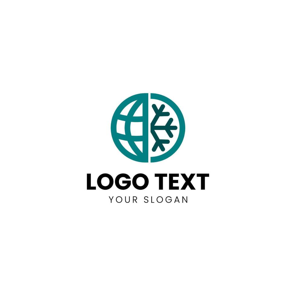 logo design with a globe and a snowflake vector