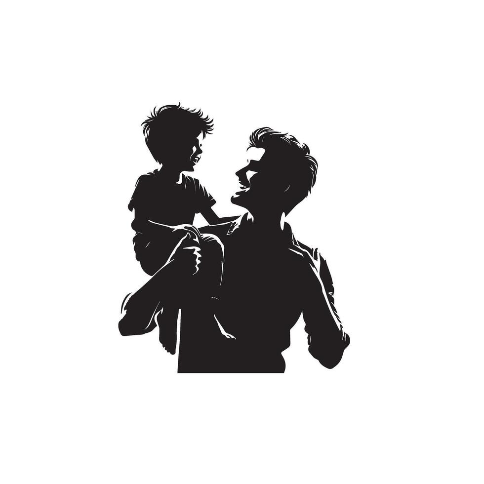 Father and son silhouette on white background. Father and son logo, illustration. vector