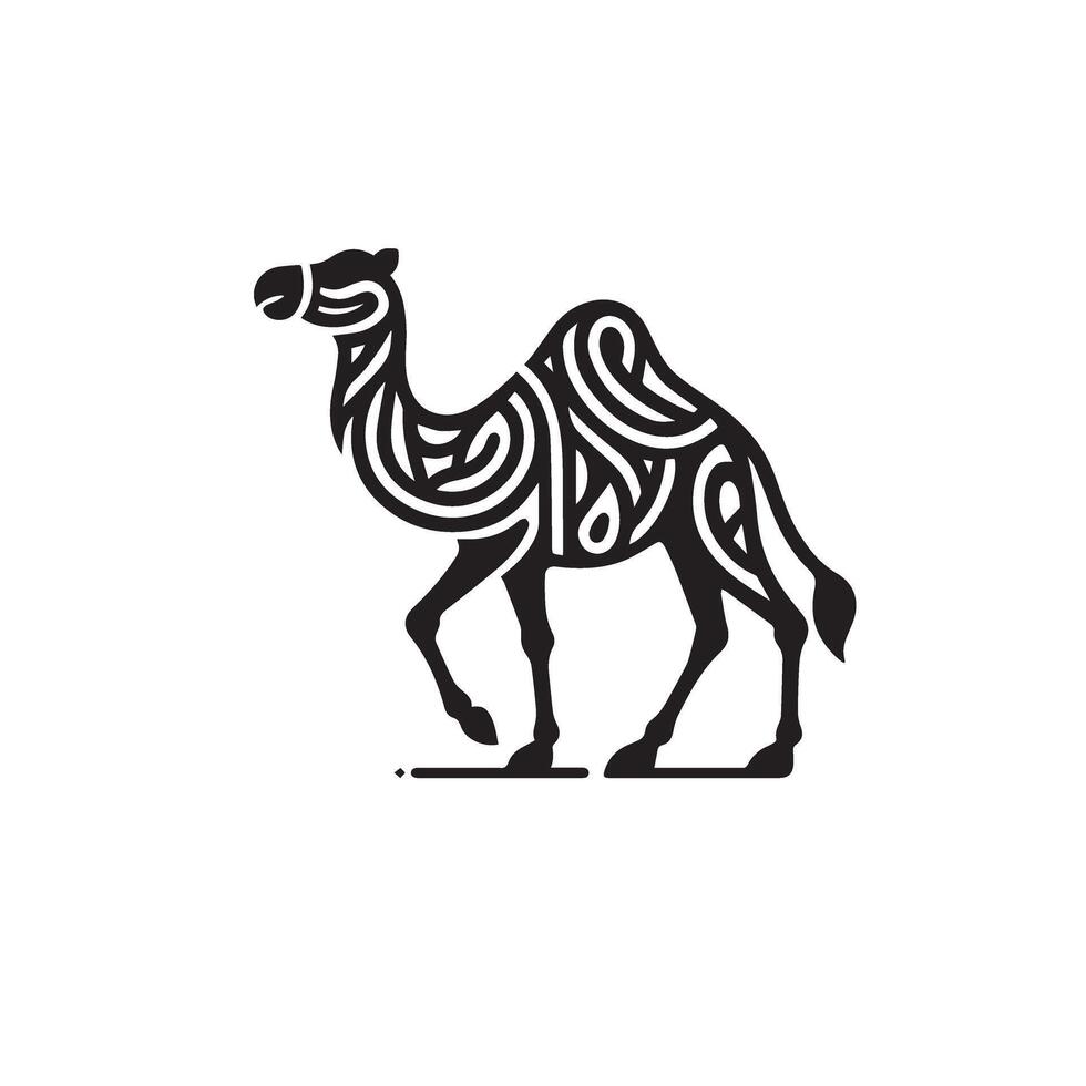 Camel silhouette on white background. Camel illustration, camel logo. vector