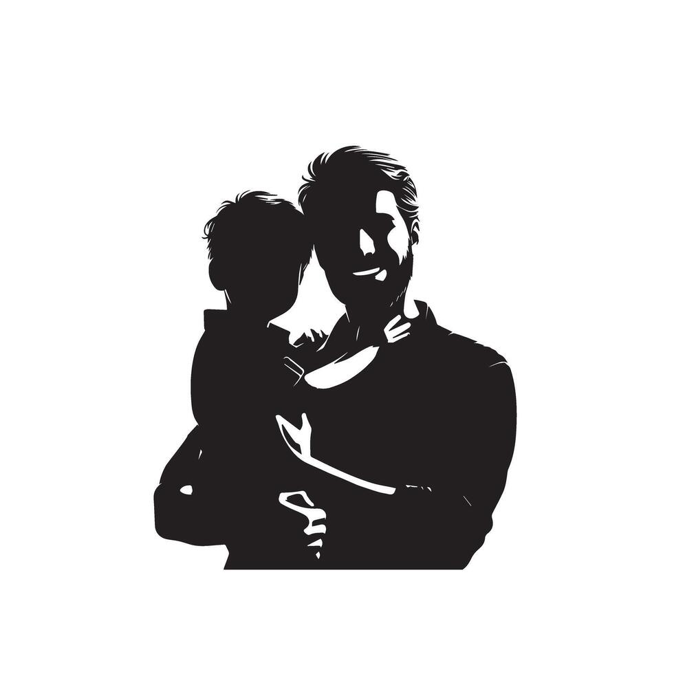 Father and son silhouette on white background. Father and son logo, illustration. vector
