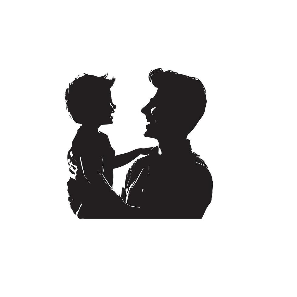 Father and son silhouette on white background. Father and son logo, illustration. vector