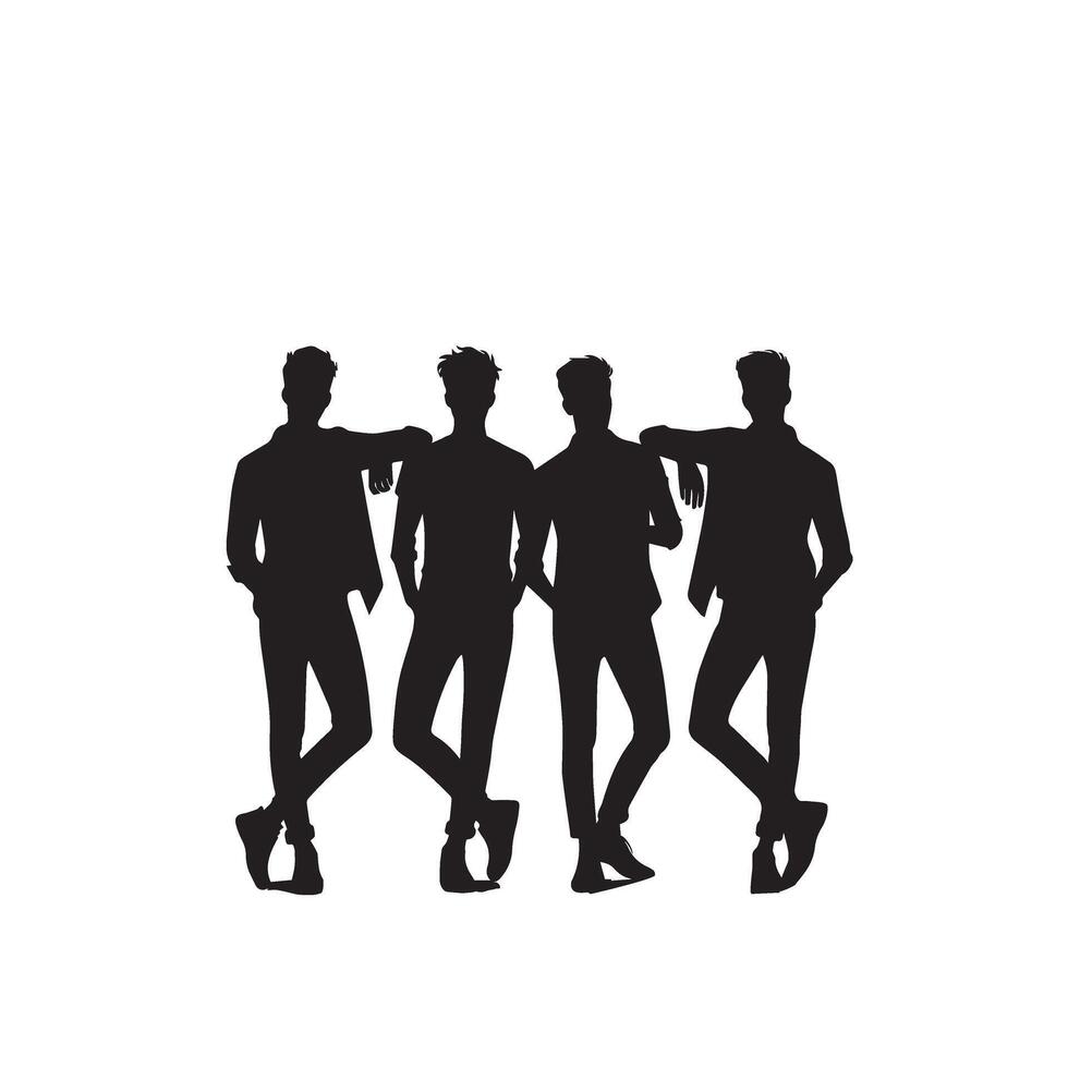 Friends silhouette on white background. Group of Friends' illustration. vector