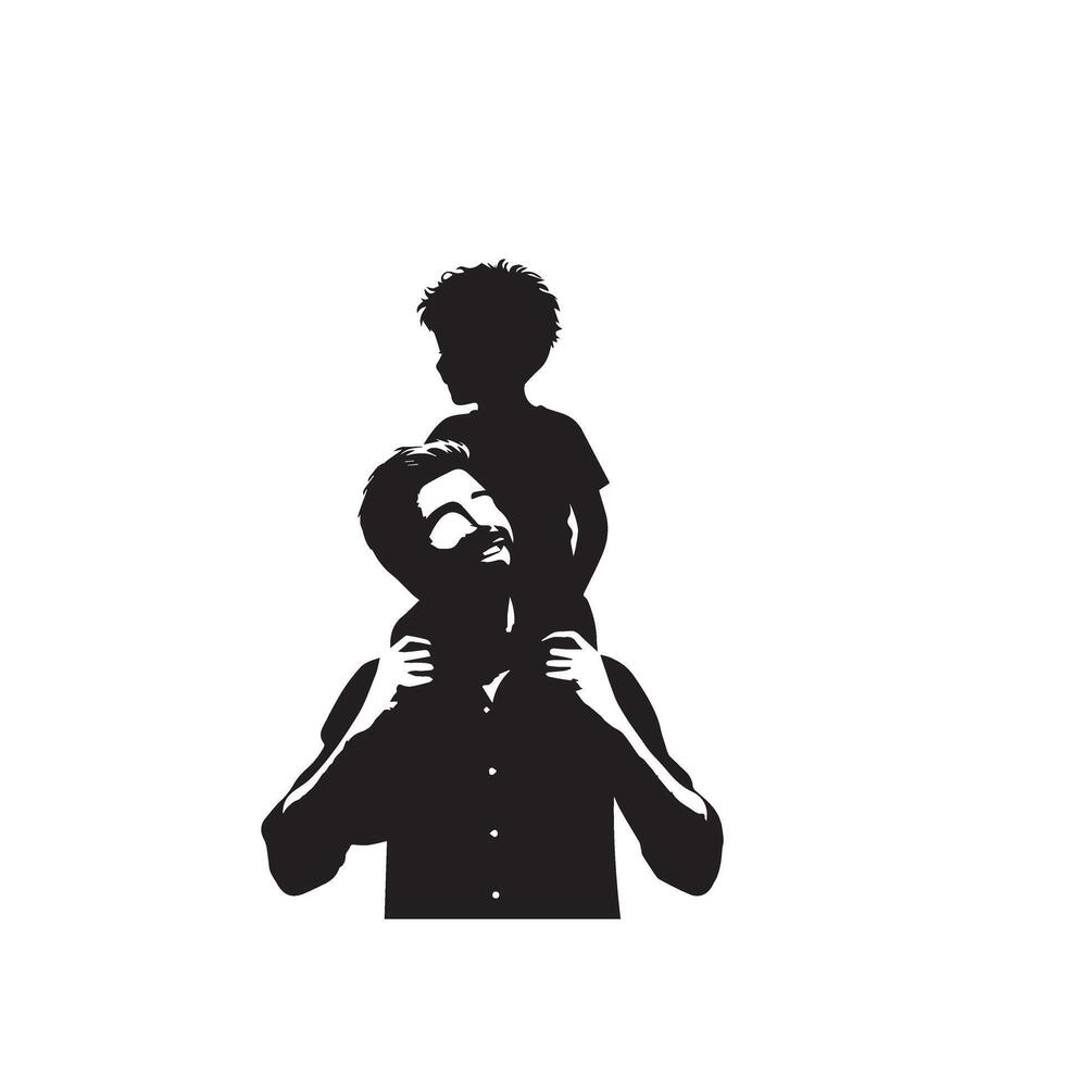 Father and son silhouette on white background. Father and son logo, illustration. vector