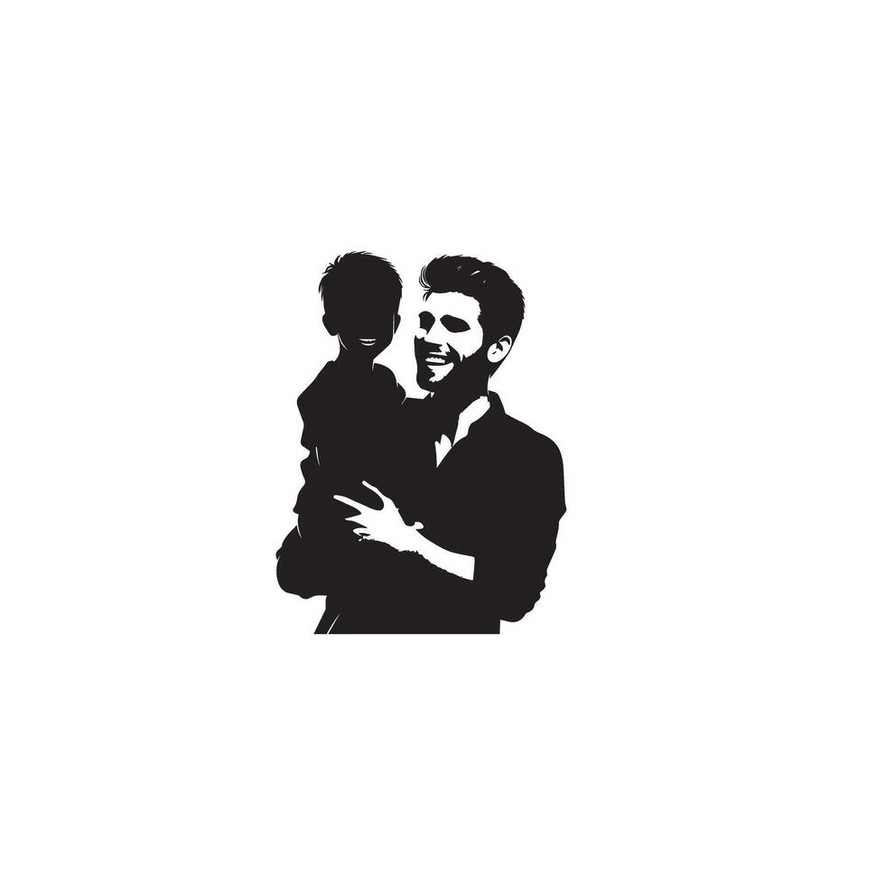 Father and son silhouette on white background. Father and son logo, illustration. vector