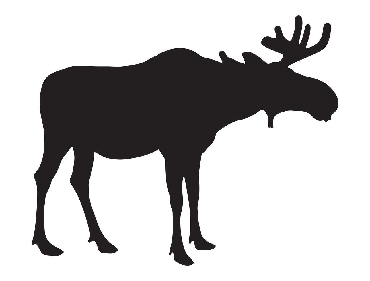 Moose silhouette on white background vector