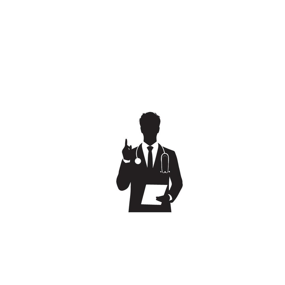 Doctor silhouette isolated on white background. Medical doctor illustration, doctor logo. vector