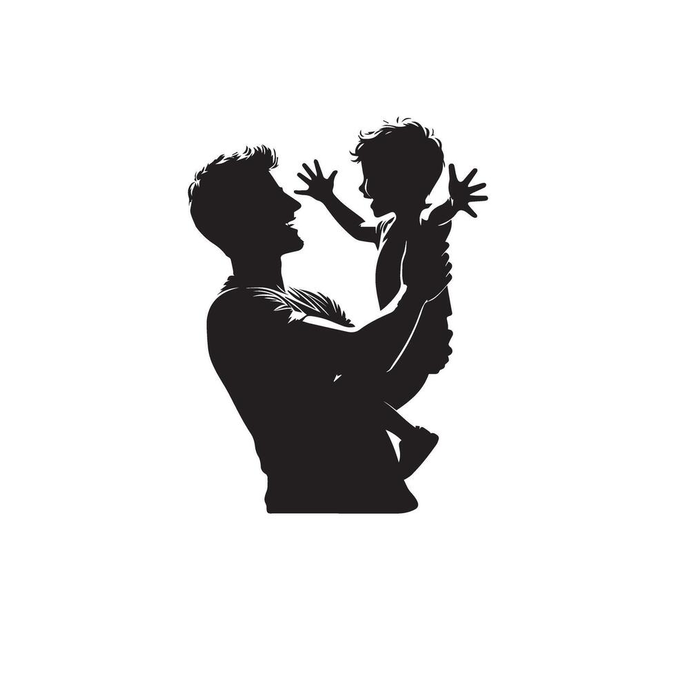 Father and son silhouette on white background. Father and son logo, illustration. vector