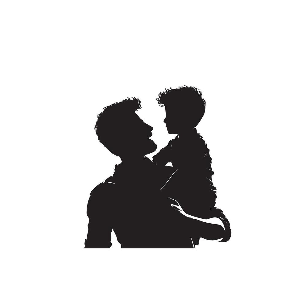 Father and son silhouette on white background. Father and son logo, illustration. vector