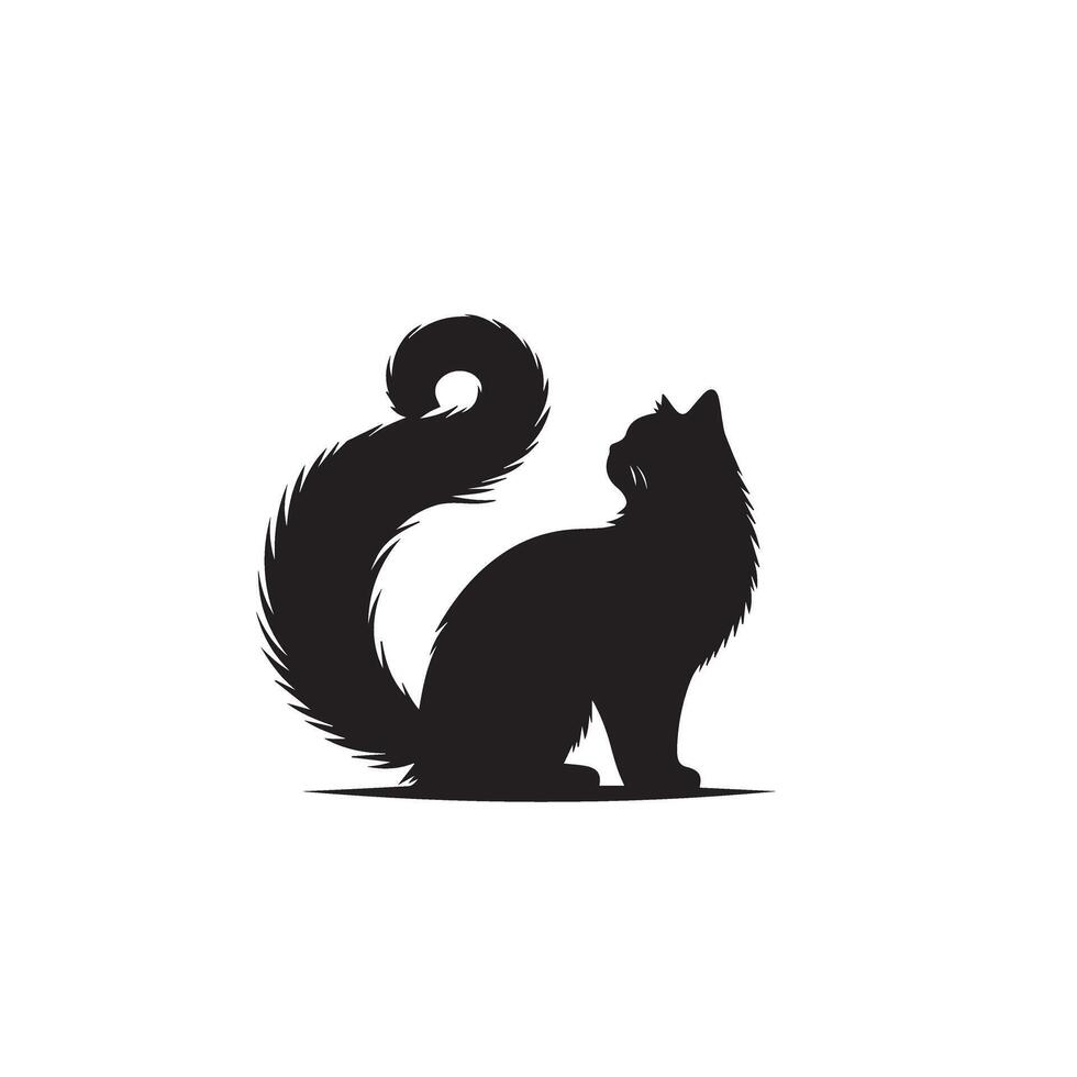 Cat silhouette on white background. Playing cat illustration. cat playing silhouette vector