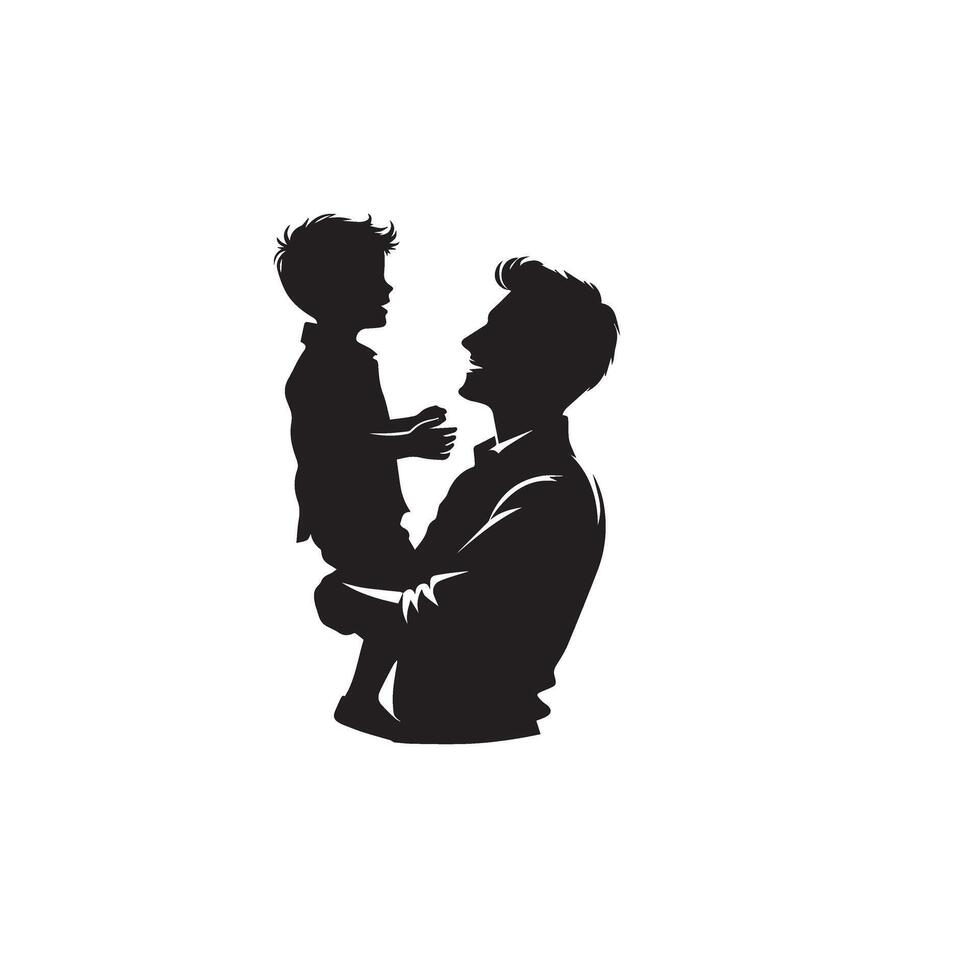 Father and son silhouette on white background. Father and son logo, illustration. vector