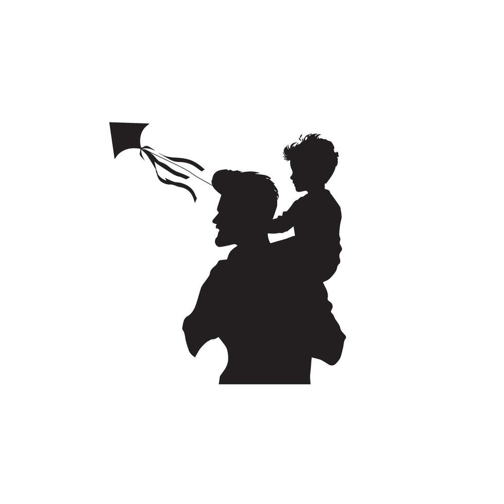 Father and son silhouette on white background. Father and son logo, illustration. vector