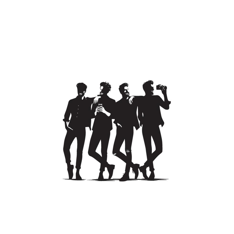 Friends silhouette on white background. Group of Friends' illustration. vector
