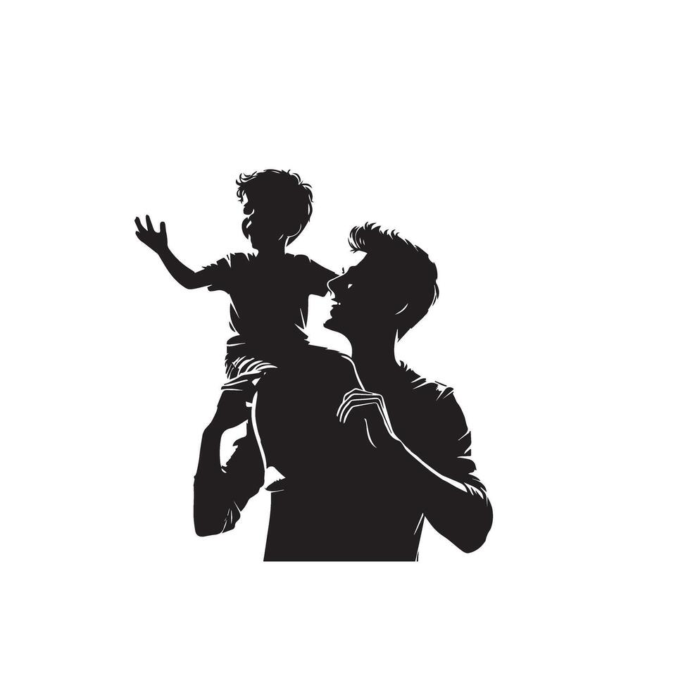 Father and son silhouette on white background. Father and son logo, illustration. vector